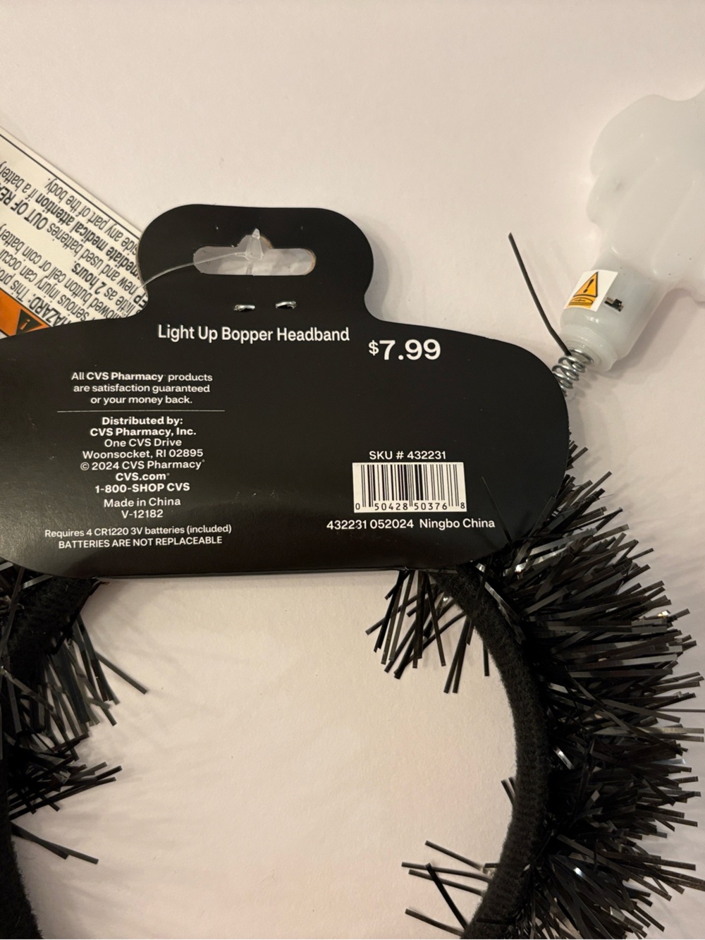 Spooky Village Black Light-Up Bopper Headband. - Picture 6 of 6